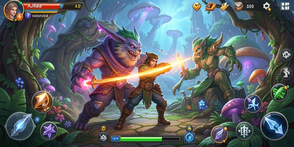 Tampilan gameplay AJR88 dengan aksi pertarungan yang seru.