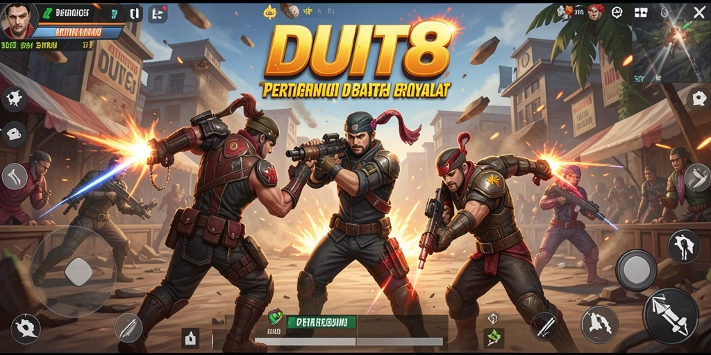 Screenshot gameplay DUIT8 menunjukkan aksinya yang mendebarkan di arena Battle Royale.