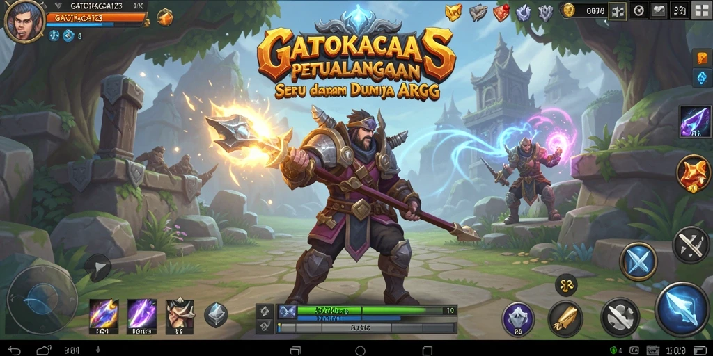 Gameplay seru GATOTKACA123 dengan pertarungan mendebarkan.