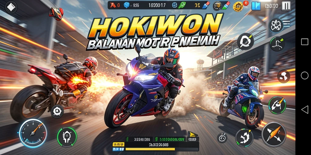Tampilan mendebarkan dari balapan motor dalam HOKIWON.